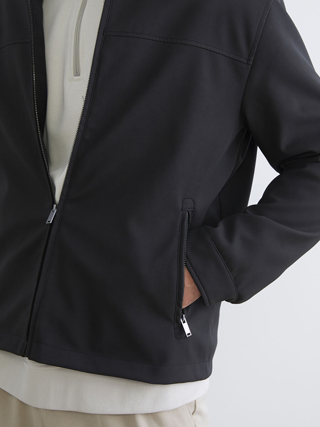 Regular Fit Velvet Collar Men's Coat-2