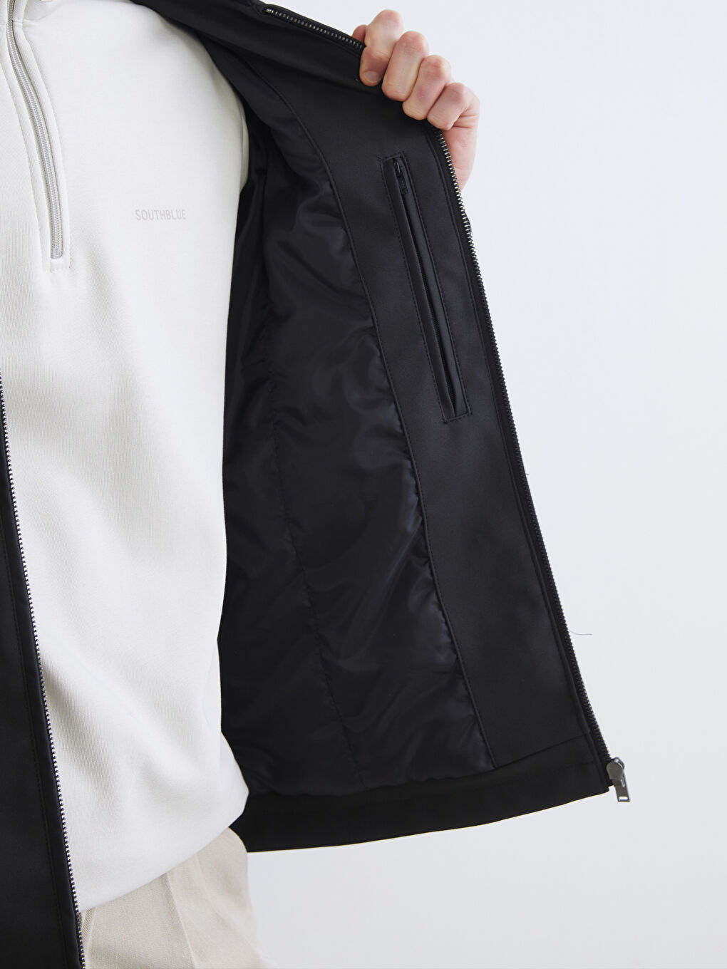 Regular Fit Velvet Collar Men's Coat-3