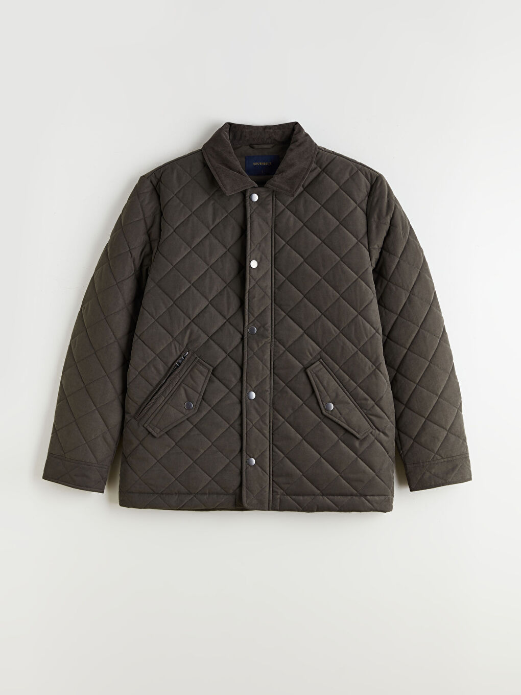 Haki Standart Kalıp Kadife Yaka Süet Erkek Mont-5