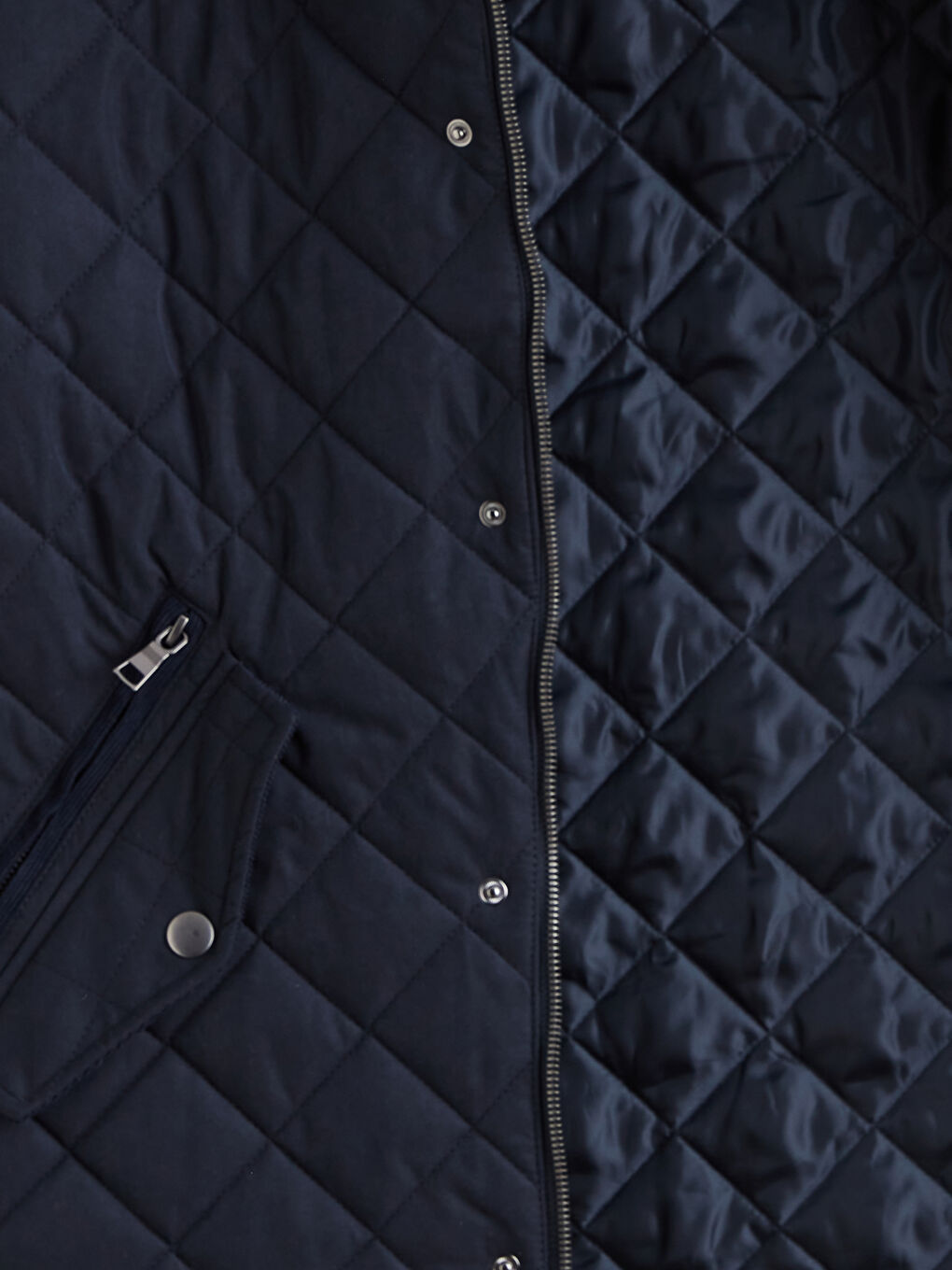 Lacivert Standart Kalıp Kadife Yaka Süet Erkek Mont-6