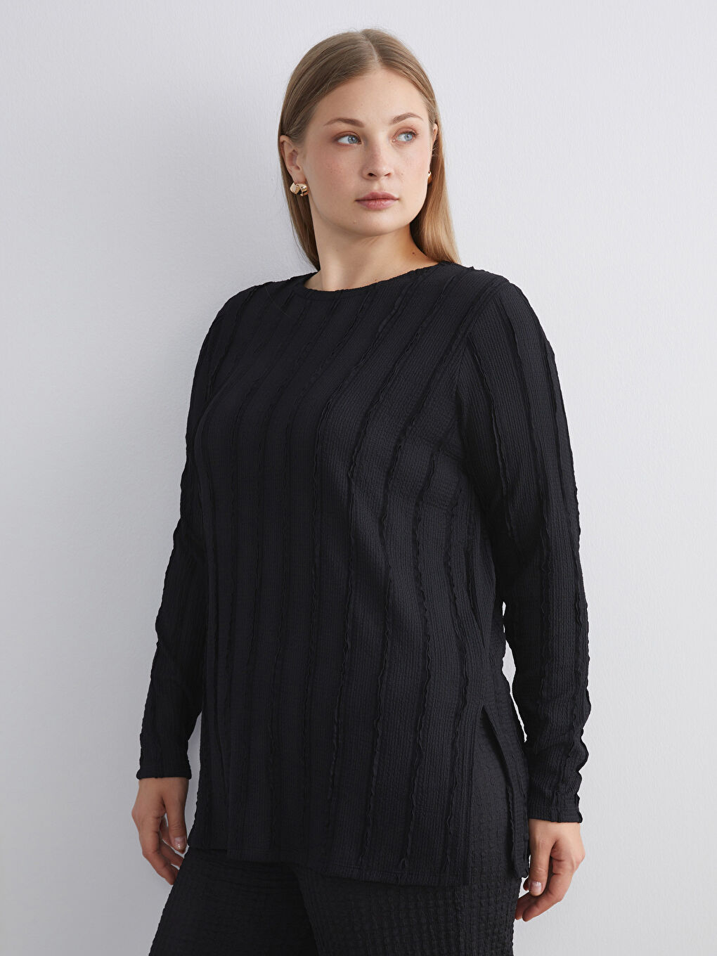 Crew Neck Textured Women's Tunic-1