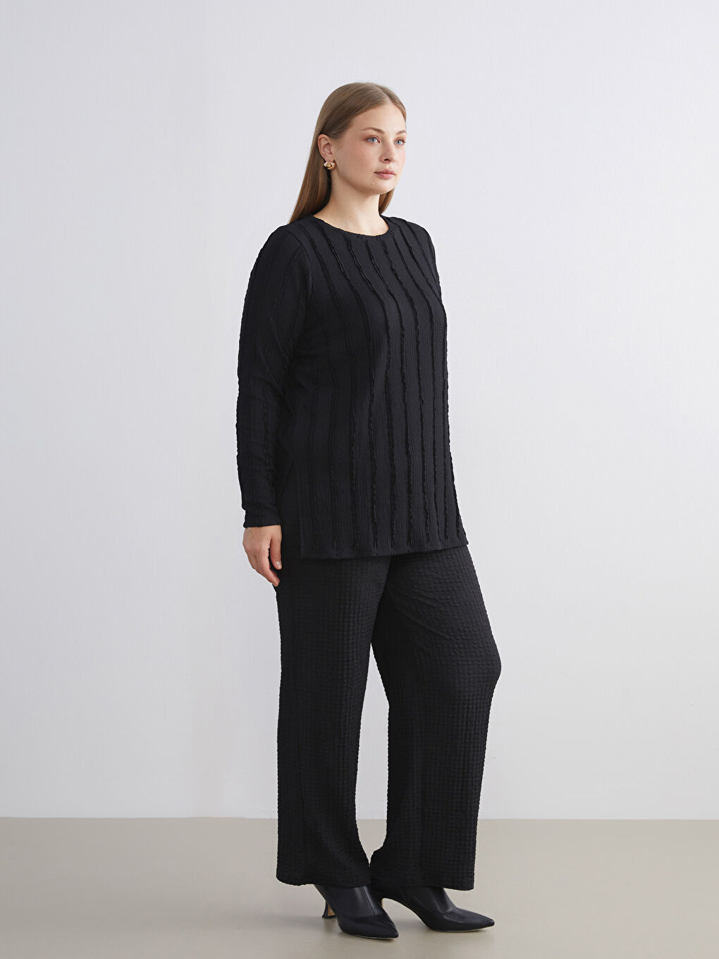 Crew Neck Textured Women's Tunic-5