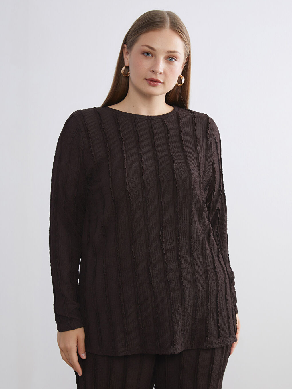 Crew Neck Textured Women's Tunic-1