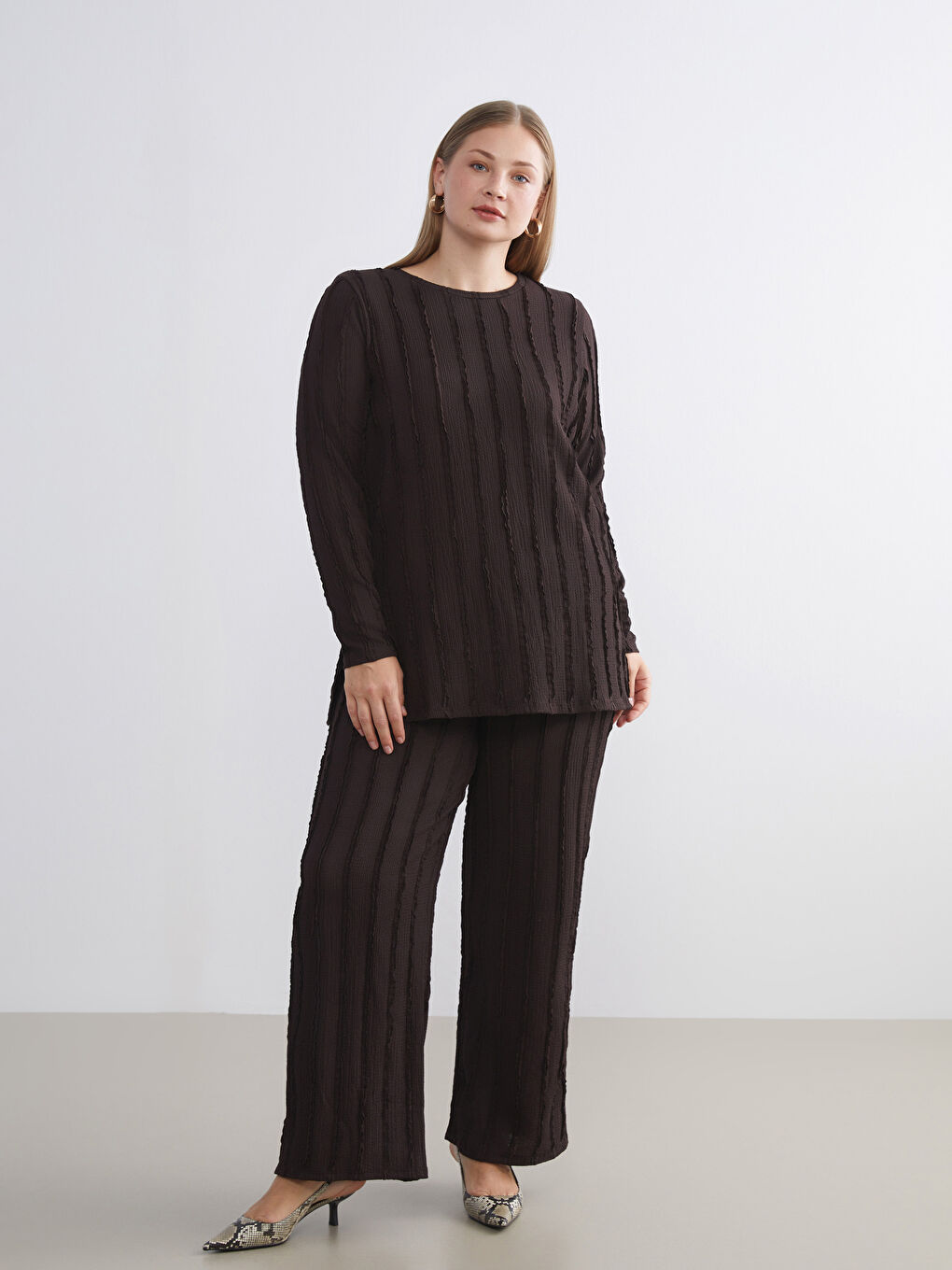Crew Neck Textured Women's Tunic-5