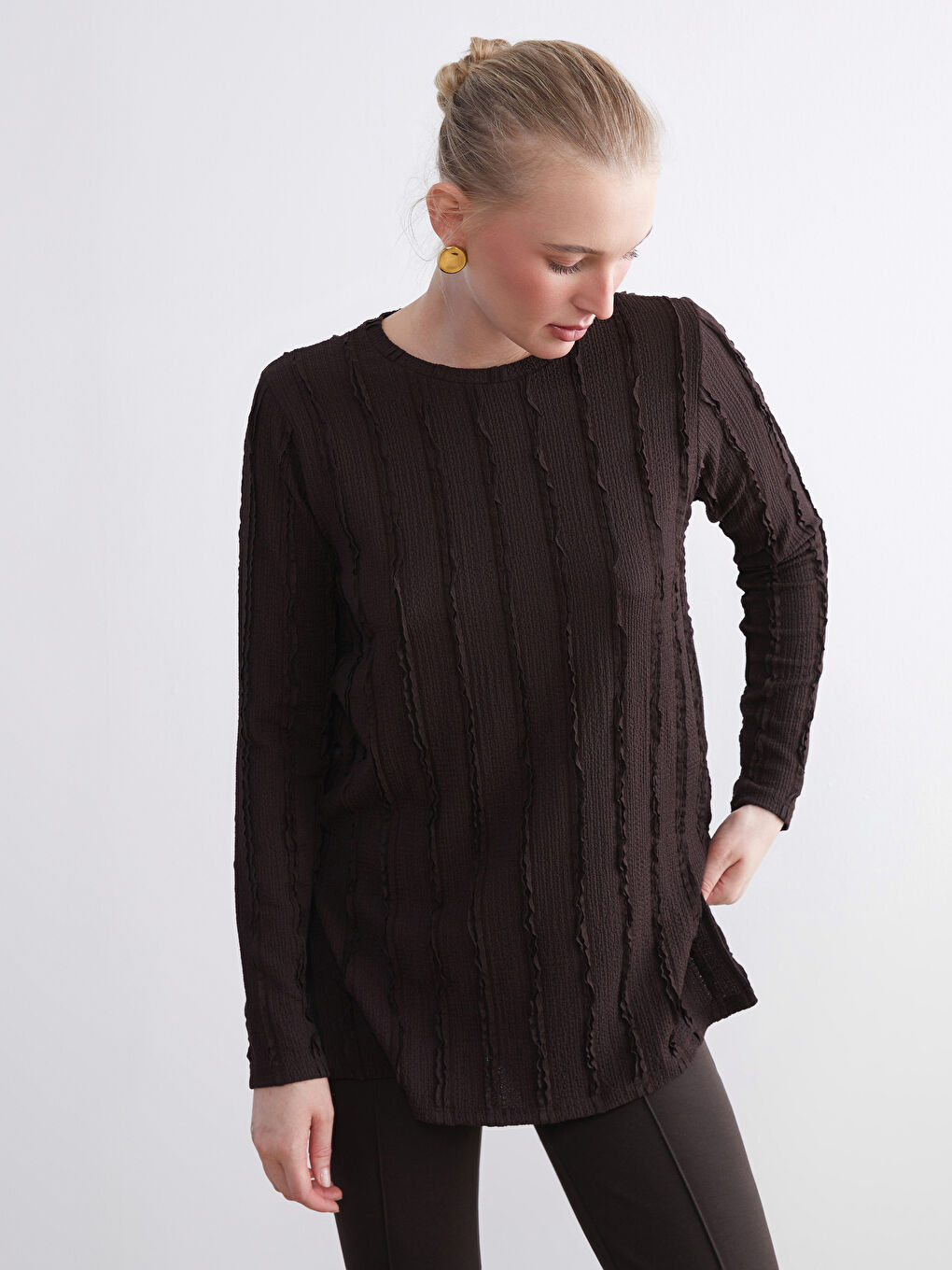 Crew Neck Textured Women's Tunic