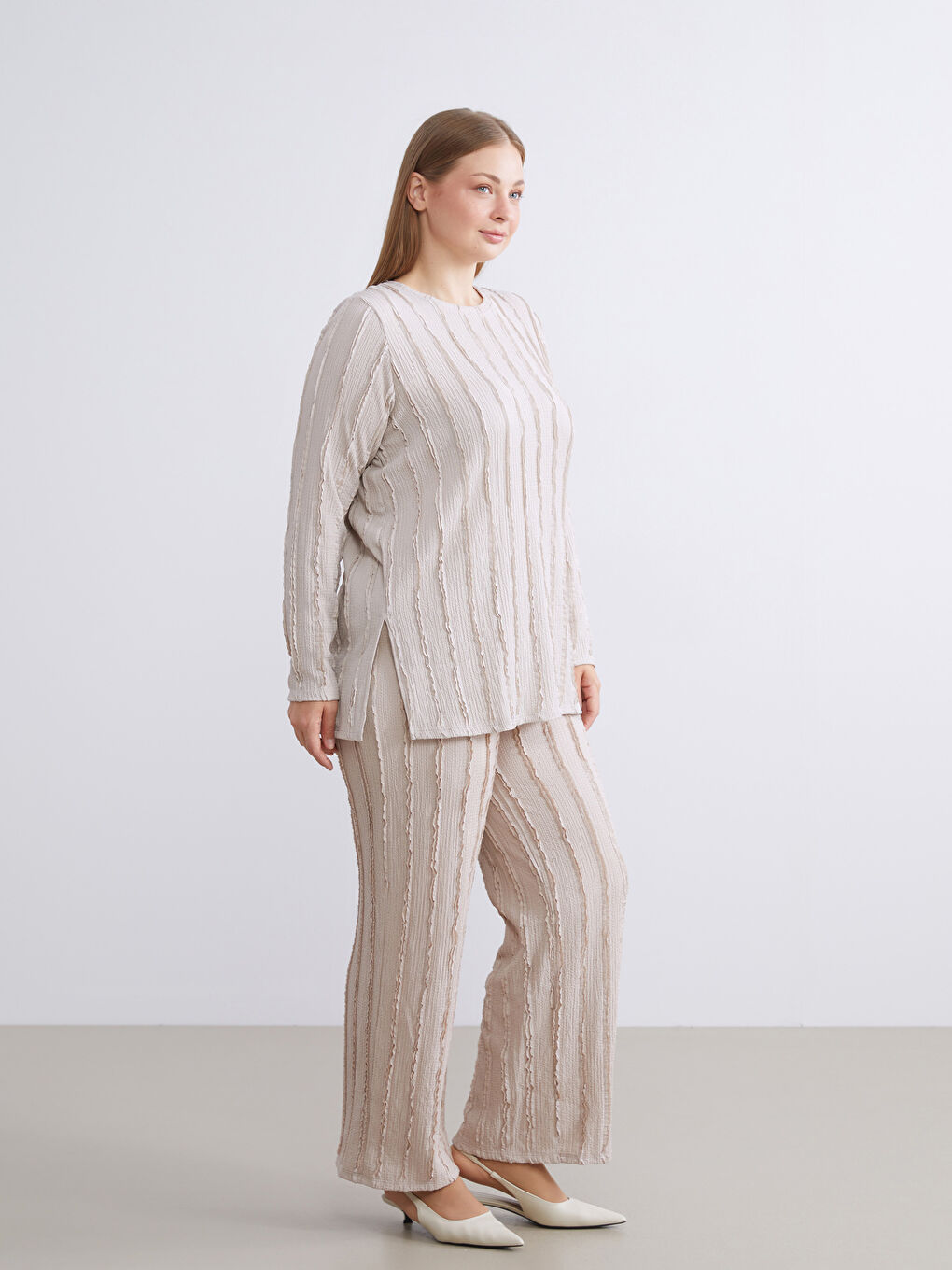 Crew Neck Textured Women's Tunic-1