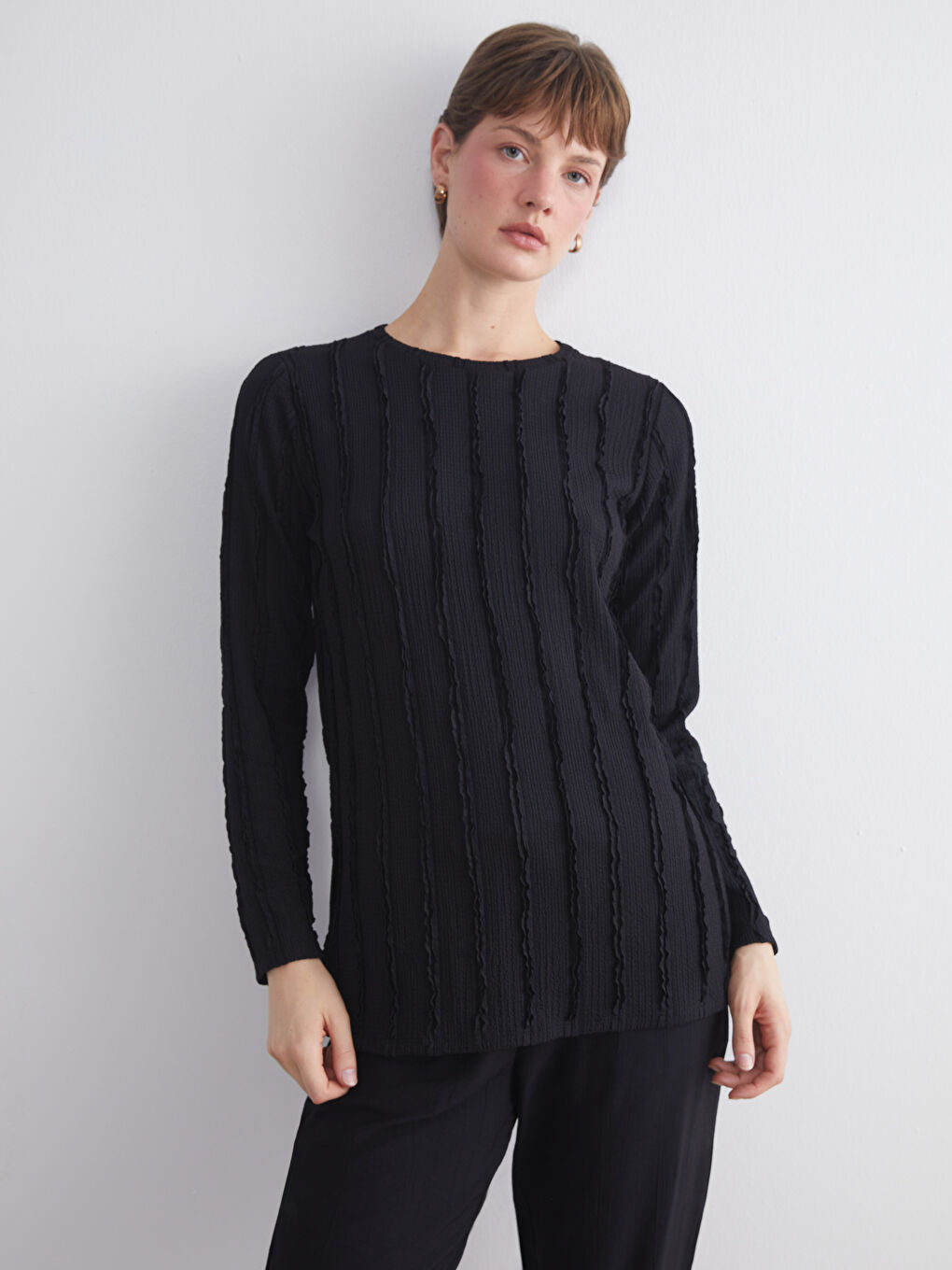 Crew Neck Textured Women's Tunic