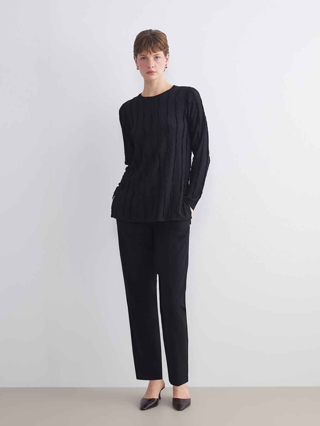 Crew Neck Textured Women's Tunic-2