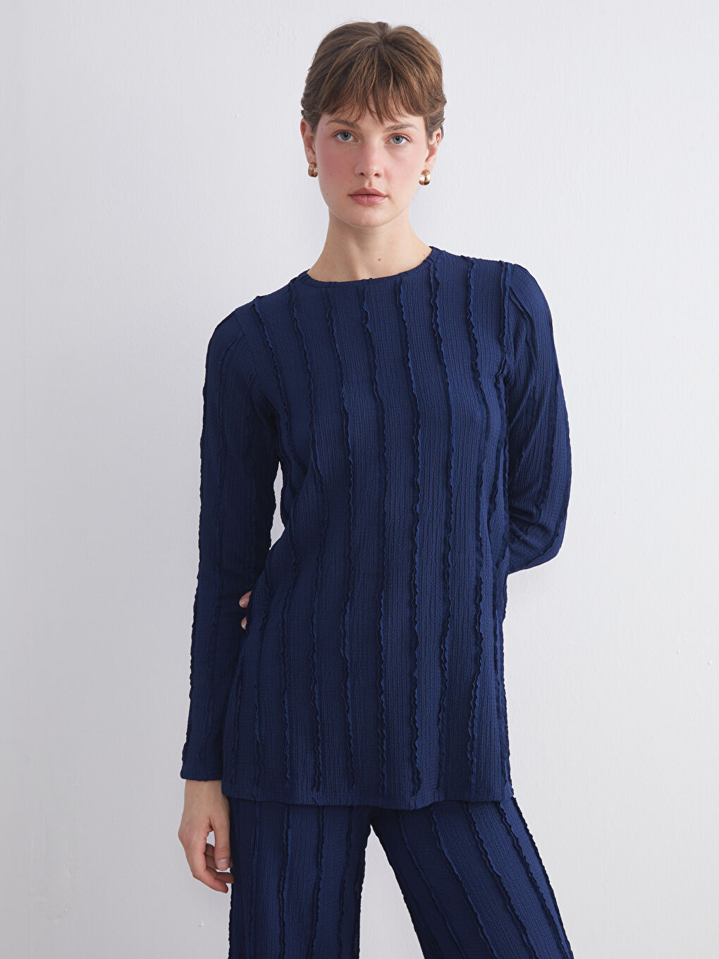 Crew Neck Textured Women's Tunic