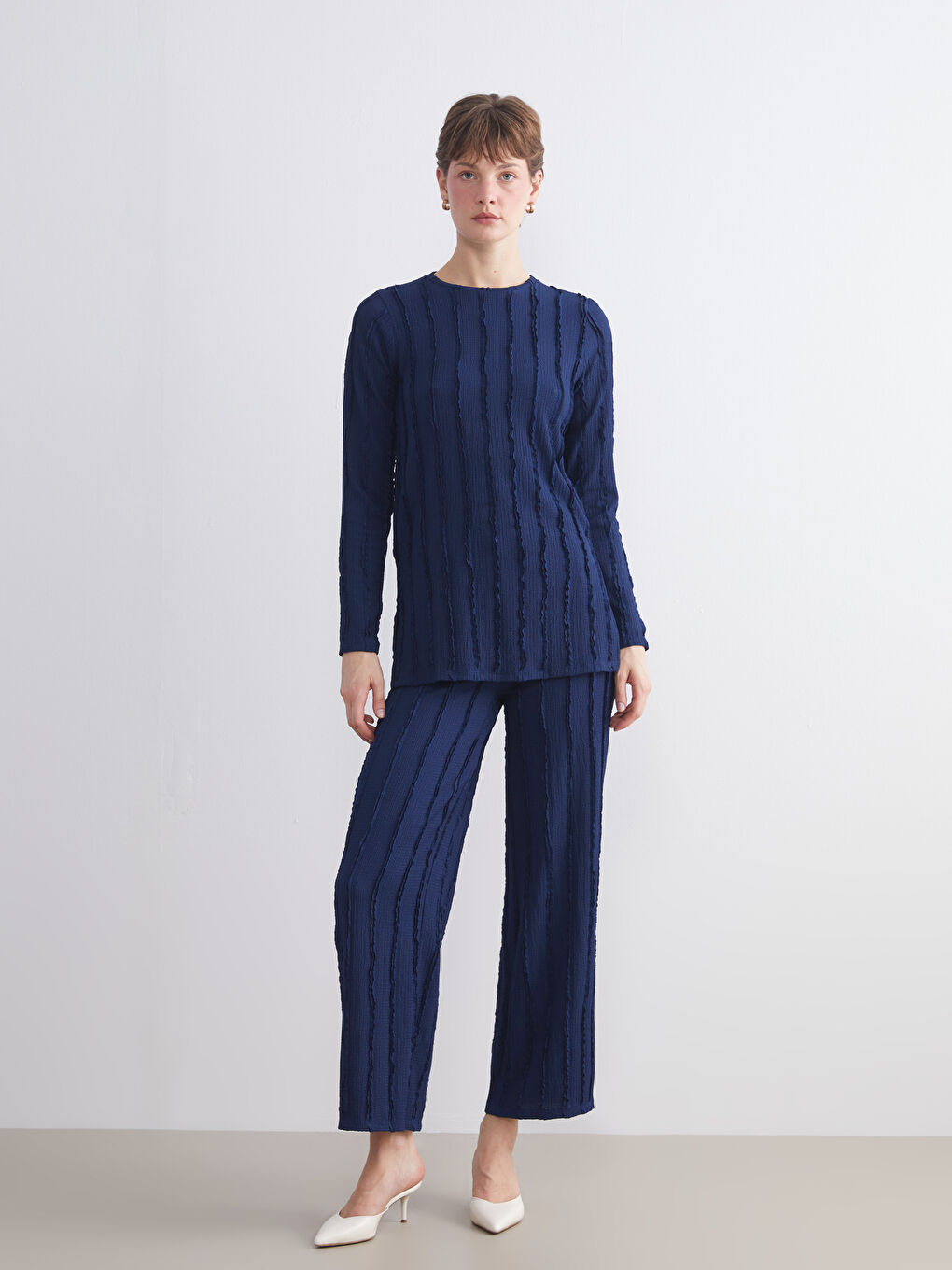 Crew Neck Textured Women's Tunic-2