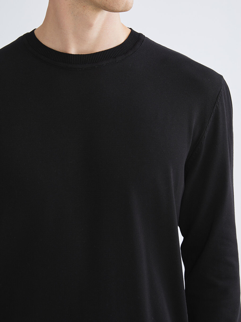 Crew Neck Long Sleeve Men's Tricot Sweater-2