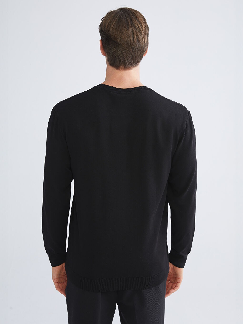 Crew Neck Long Sleeve Men's Tricot Sweater-3