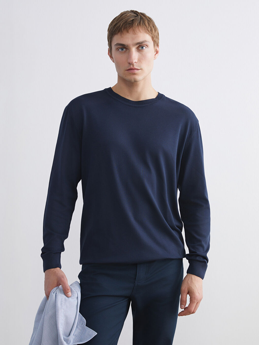 Lacivert Bisiklet Yaka Erkek Triko Kazak