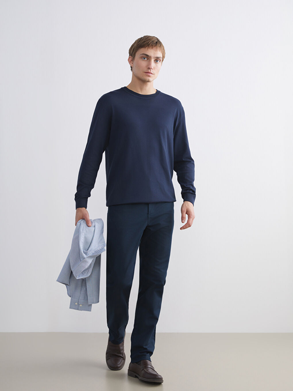 Lacivert Bisiklet Yaka Erkek Triko Kazak-1