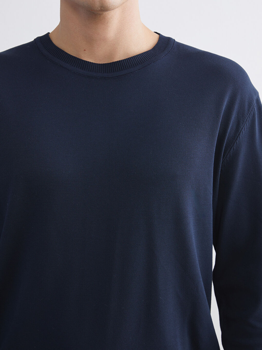 Lacivert Bisiklet Yaka Erkek Triko Kazak-2