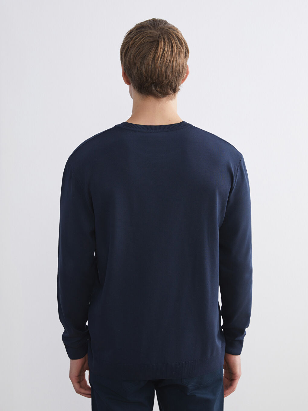 Lacivert Bisiklet Yaka Erkek Triko Kazak-3