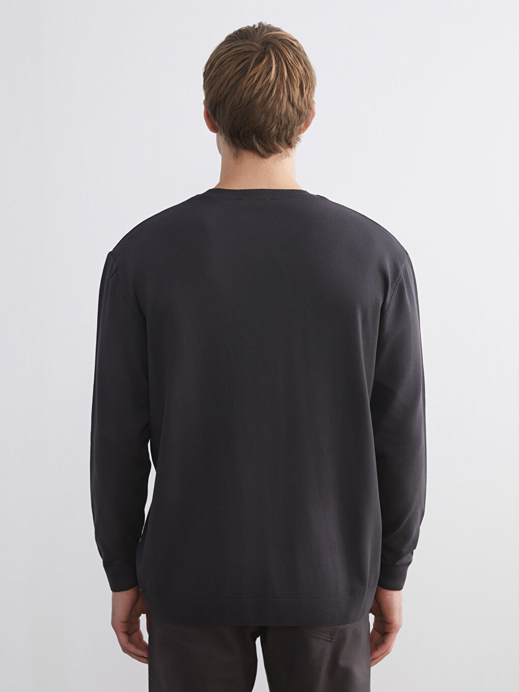 მრგვალი საყელო გრძელმკლავიანი მამაკაცის ტრიკოტაჟის სვიტერი-3