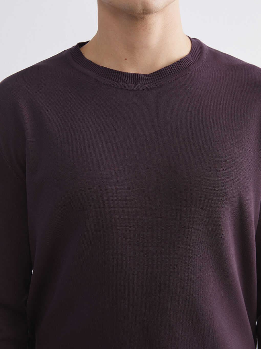 Crew Neck Long Sleeve Men's Tricot Sweater-2