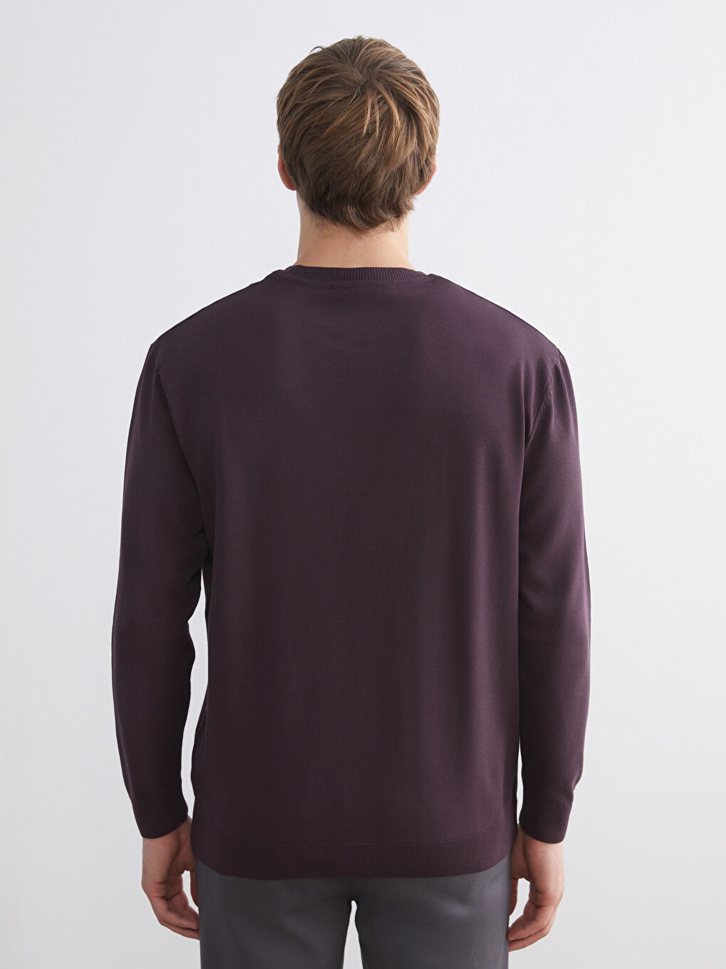 Crew Neck Long Sleeve Men's Tricot Sweater-3
