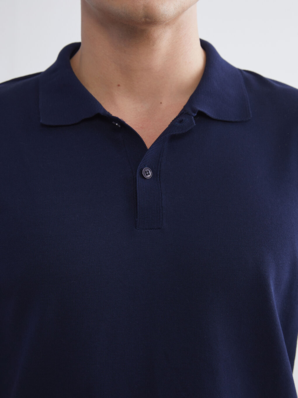Lacivert Polo Yaka Erkek Triko Kazak-2
