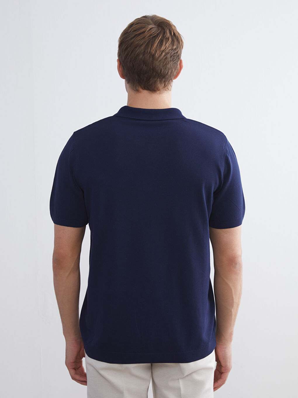 Lacivert Polo Yaka Erkek Triko Kazak-3