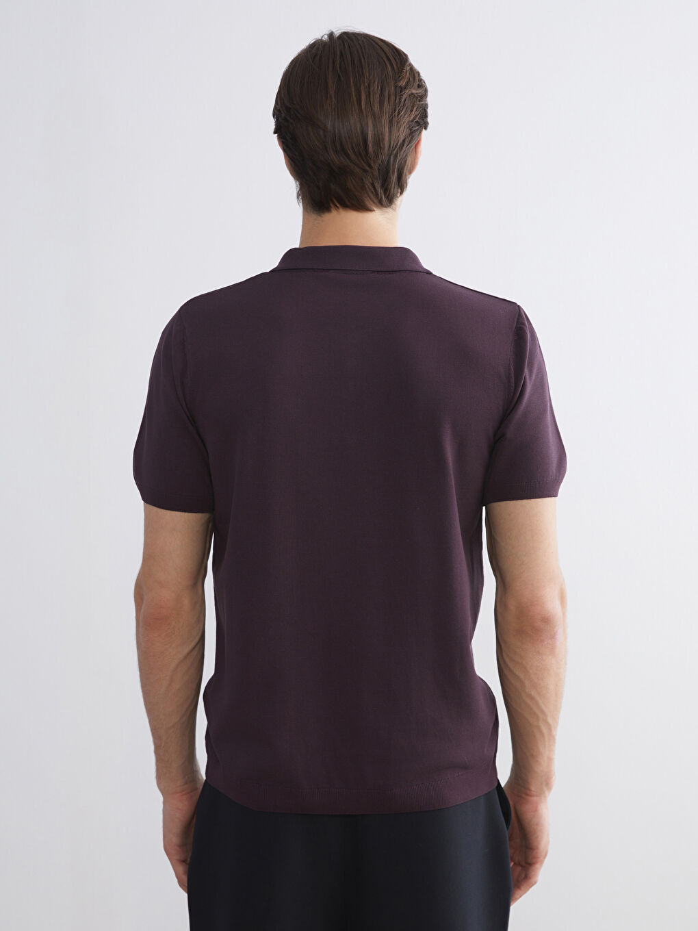 Mürdüm Polo Yaka Erkek Triko Kazak-3