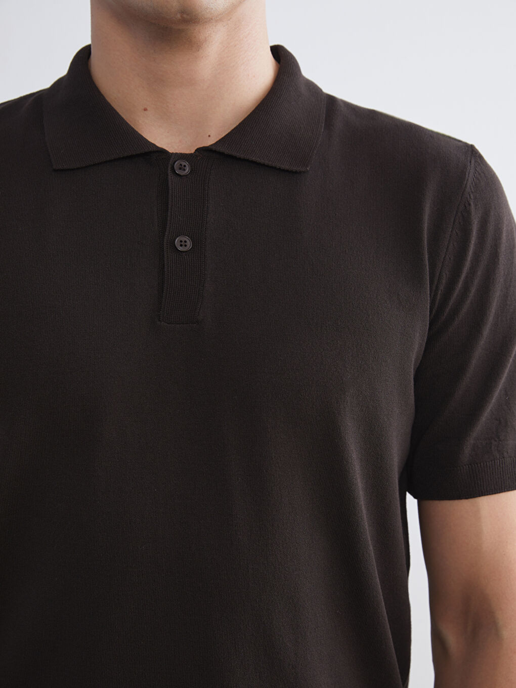 Kahverengi Polo Yaka Erkek Triko Kazak-2