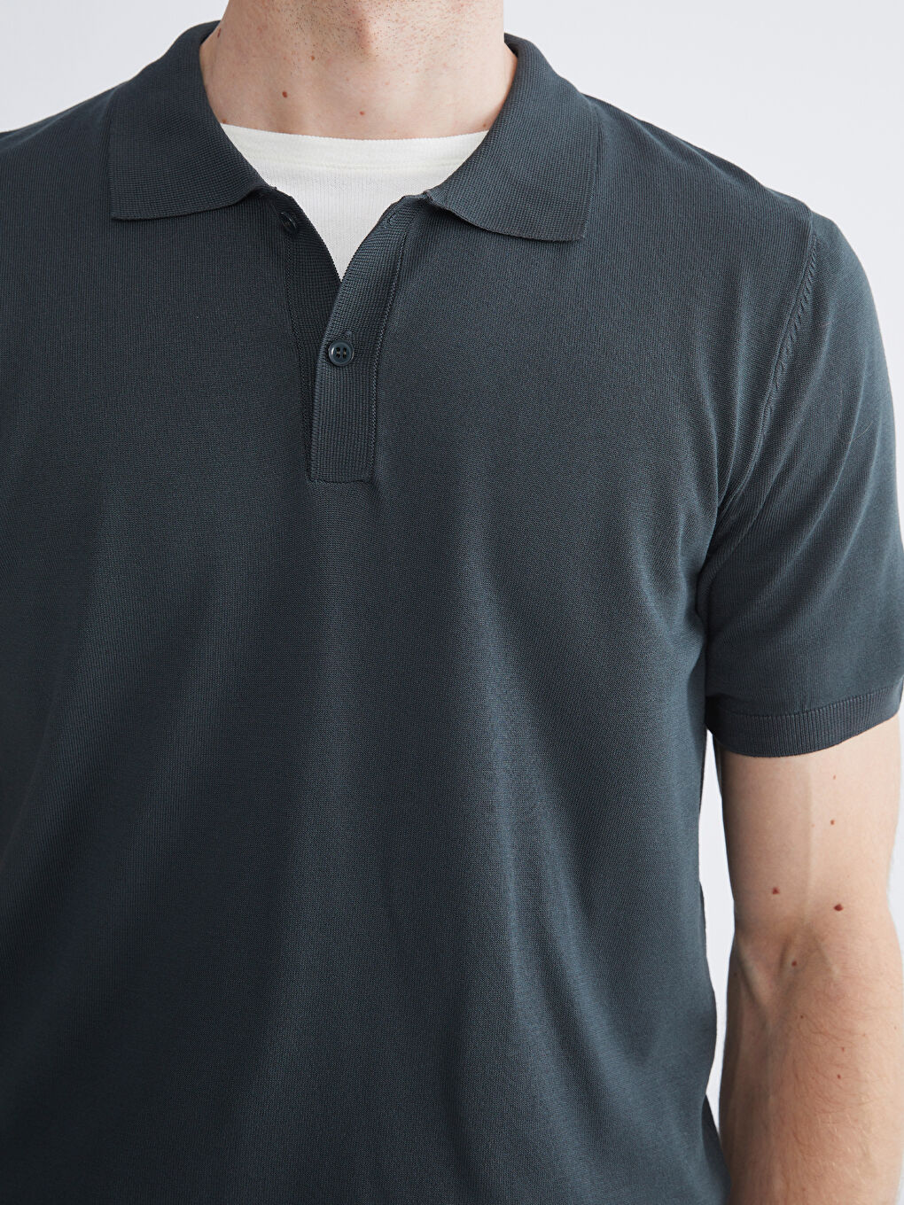 Antrasit Polo Yaka Erkek Triko Kazak-2