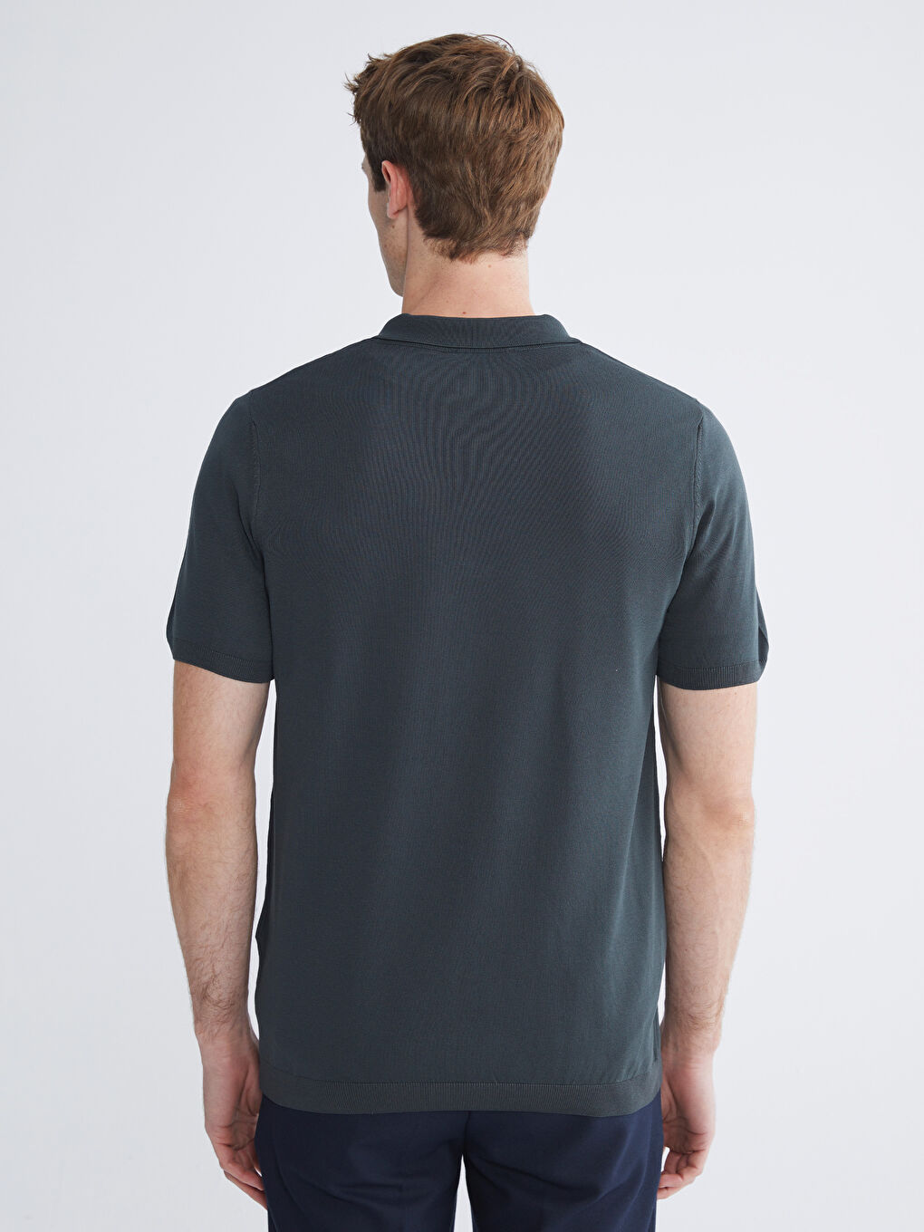 Antrasit Polo Yaka Erkek Triko Kazak-3