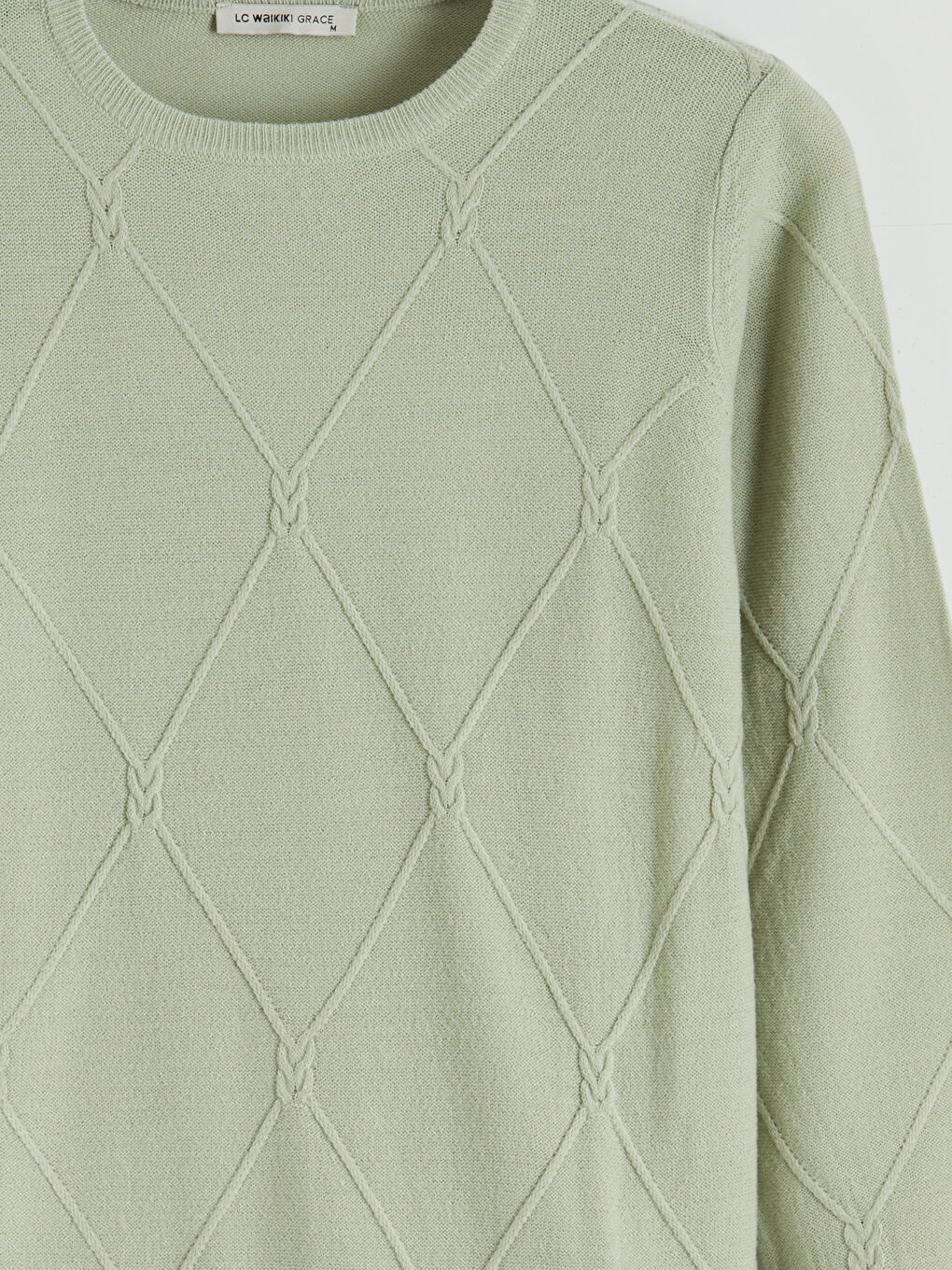 Crew Neck Self-Patterned Women's Knitwear Sweater-5