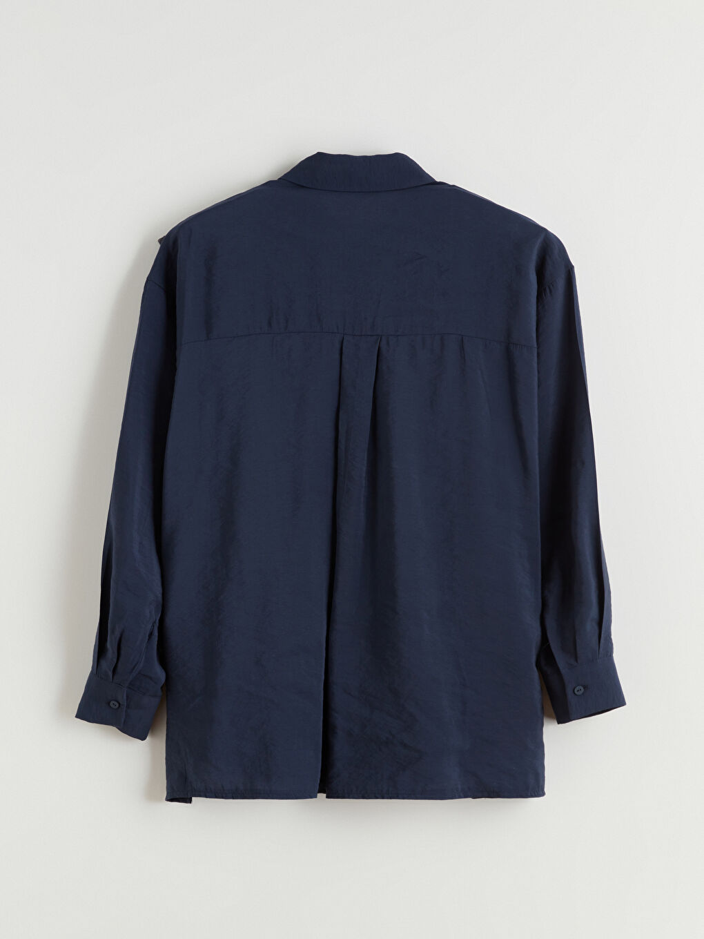 Lacivert Modal Karışımlı Kadın Gömlek-9