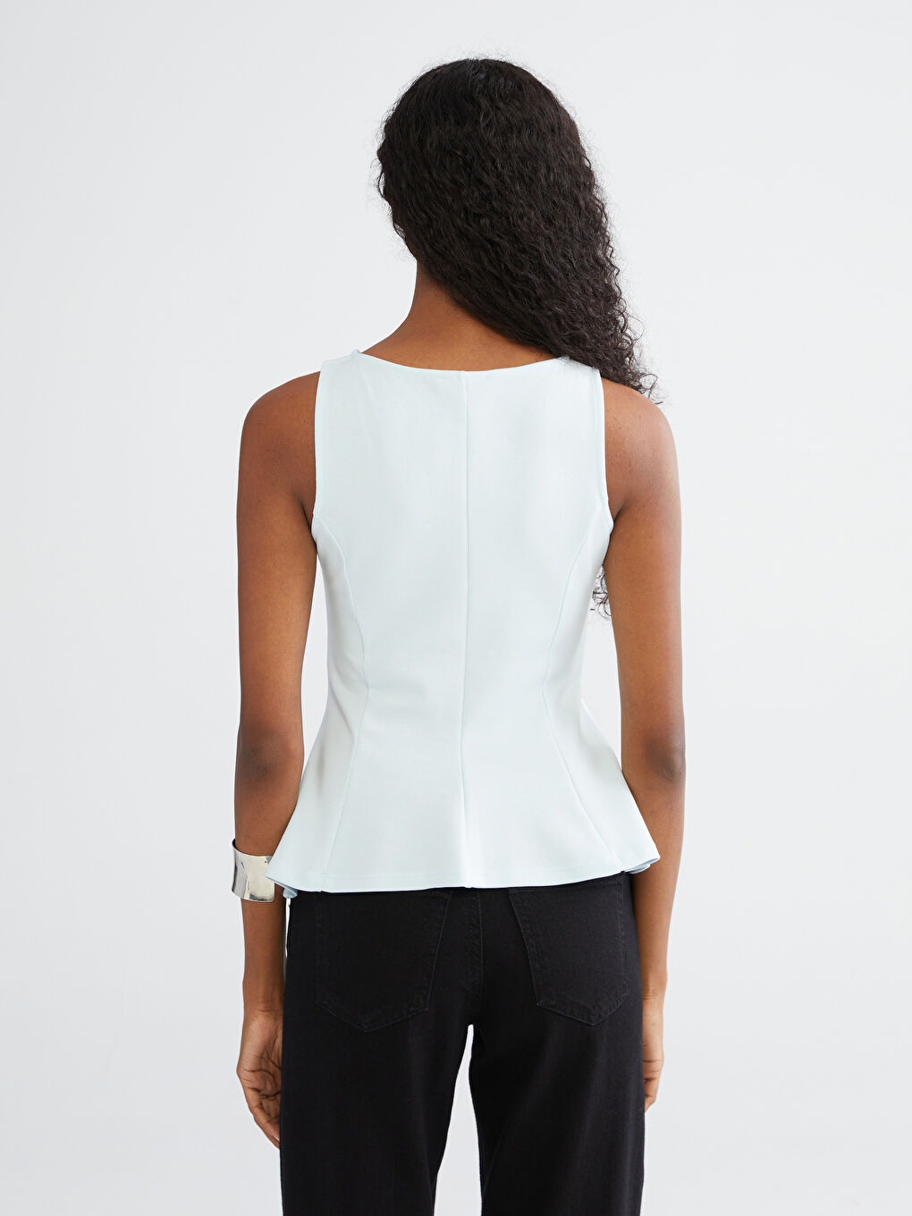 LCW Vision Crew Neck Peplum Blouse -W5JP49Z8-QWQ