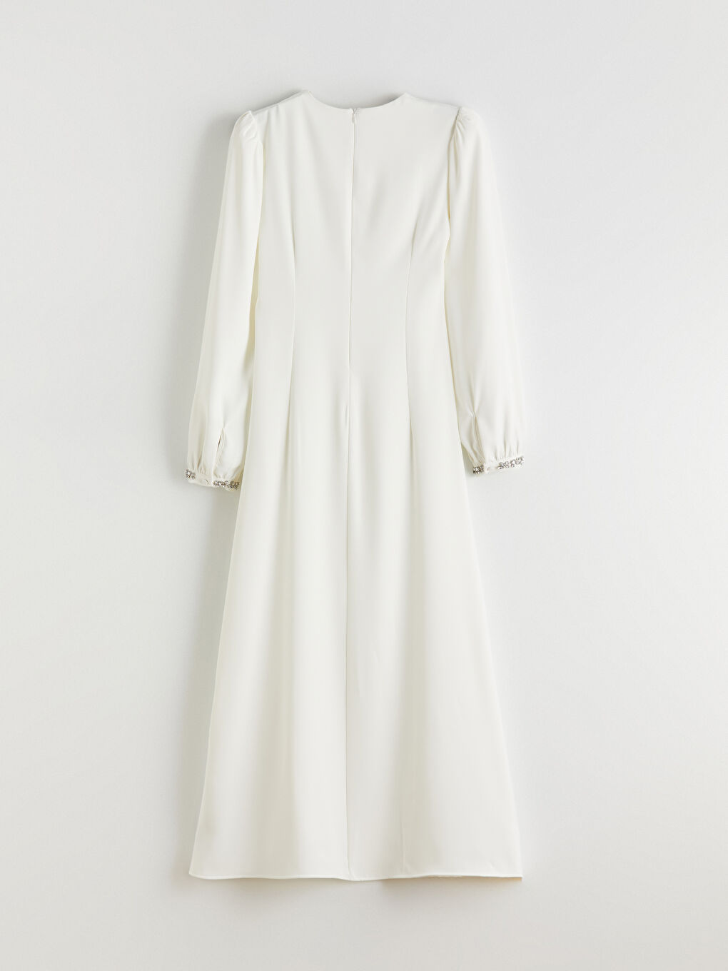 Haljina Midi Od Krep Palačinke Sa Okruglim Izrezom I Naborima-9