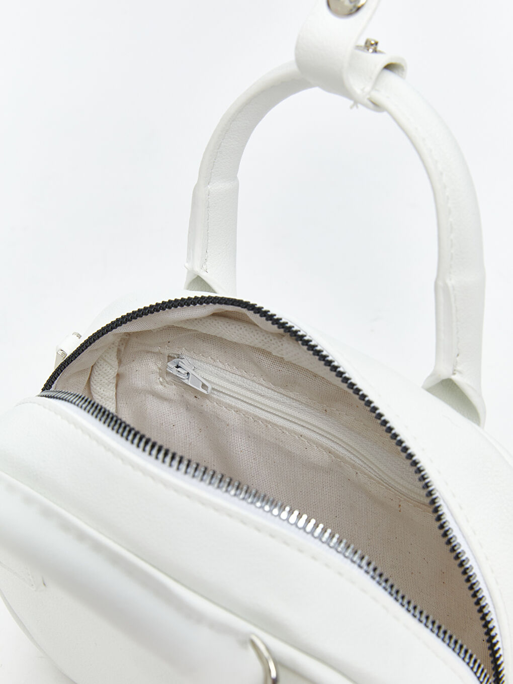 Beyaz Deri Görünümlü Kadın El Çantası-3