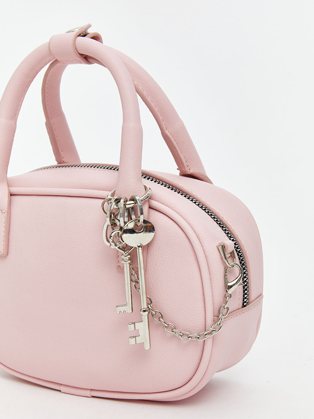 Pembe Deri Görünümlü Kadın El Çantası-2