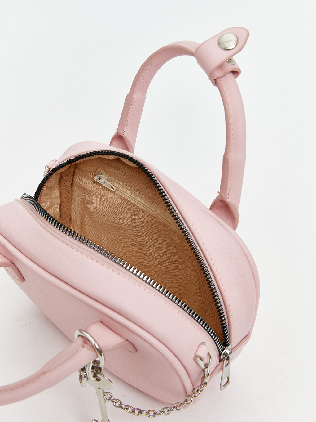 Pembe Deri Görünümlü Kadın El Çantası-3