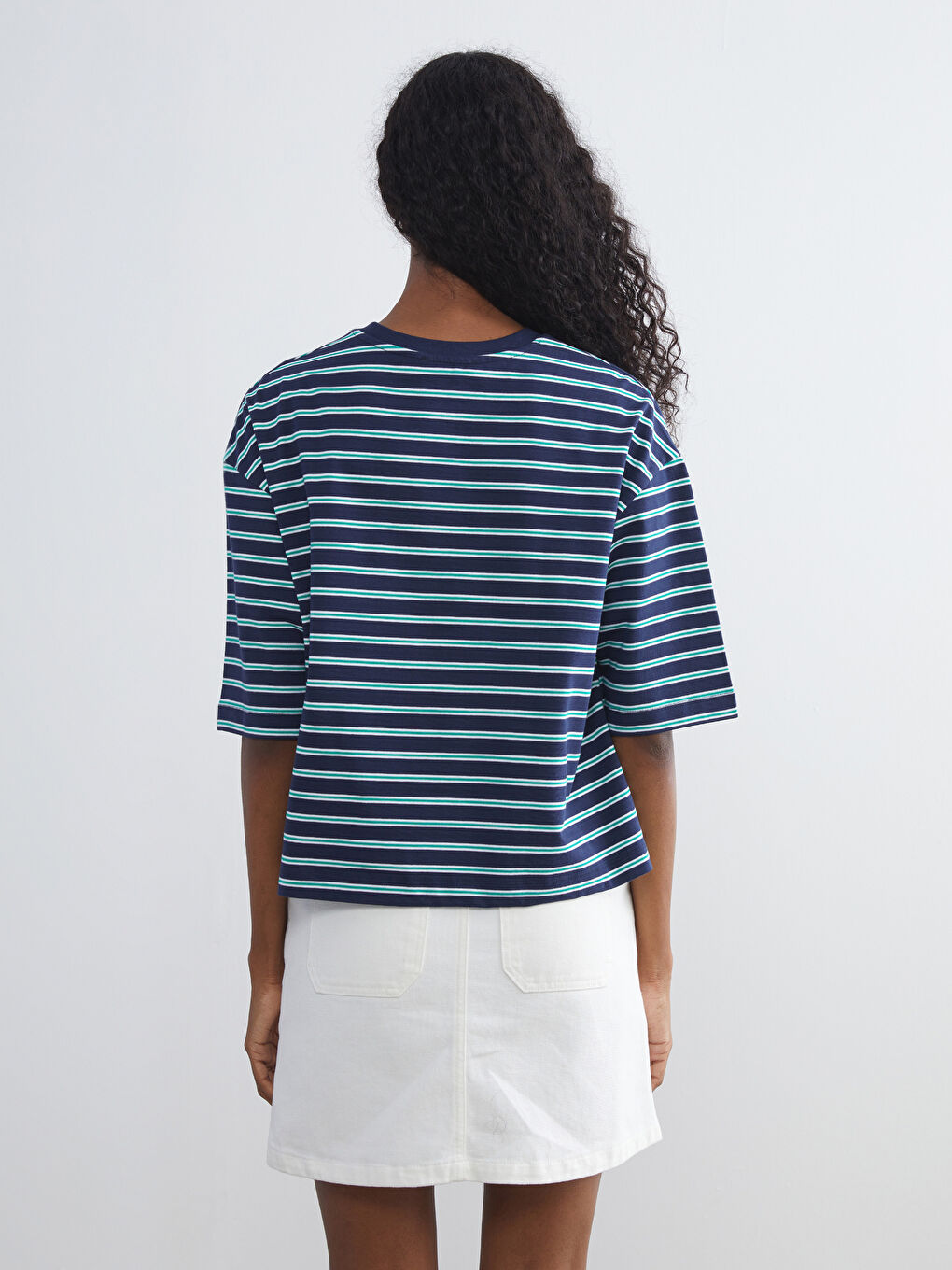 LCW Vision Crew Neck Striped Oversize Women's T-Shirt -W5JP61Z8-K00