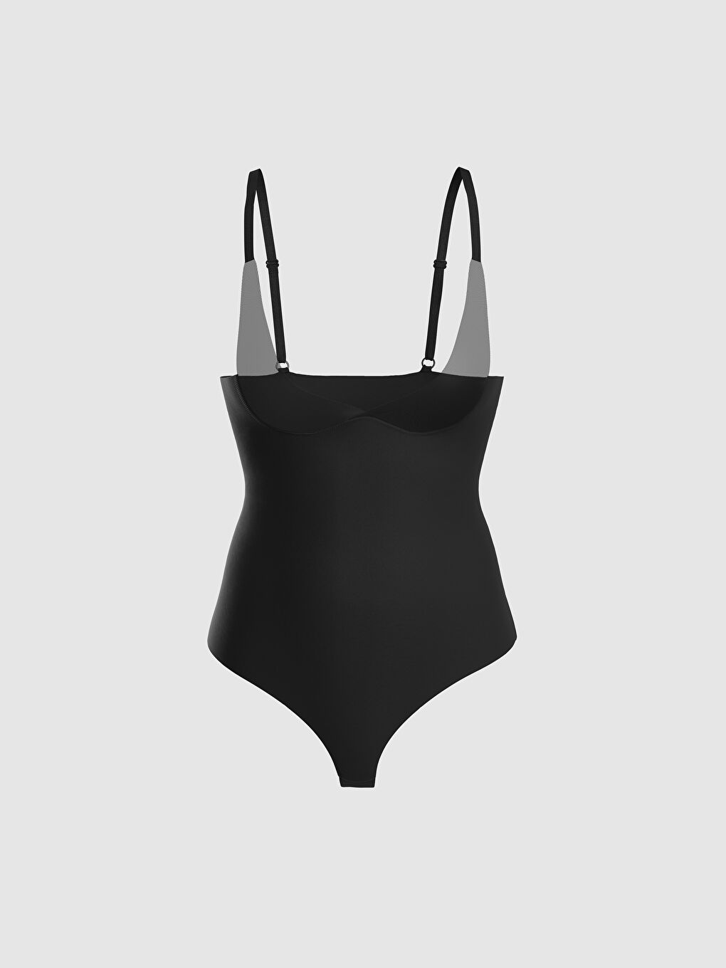 Siyah Düz Askılı Kadın Bodysuit Korse-1
