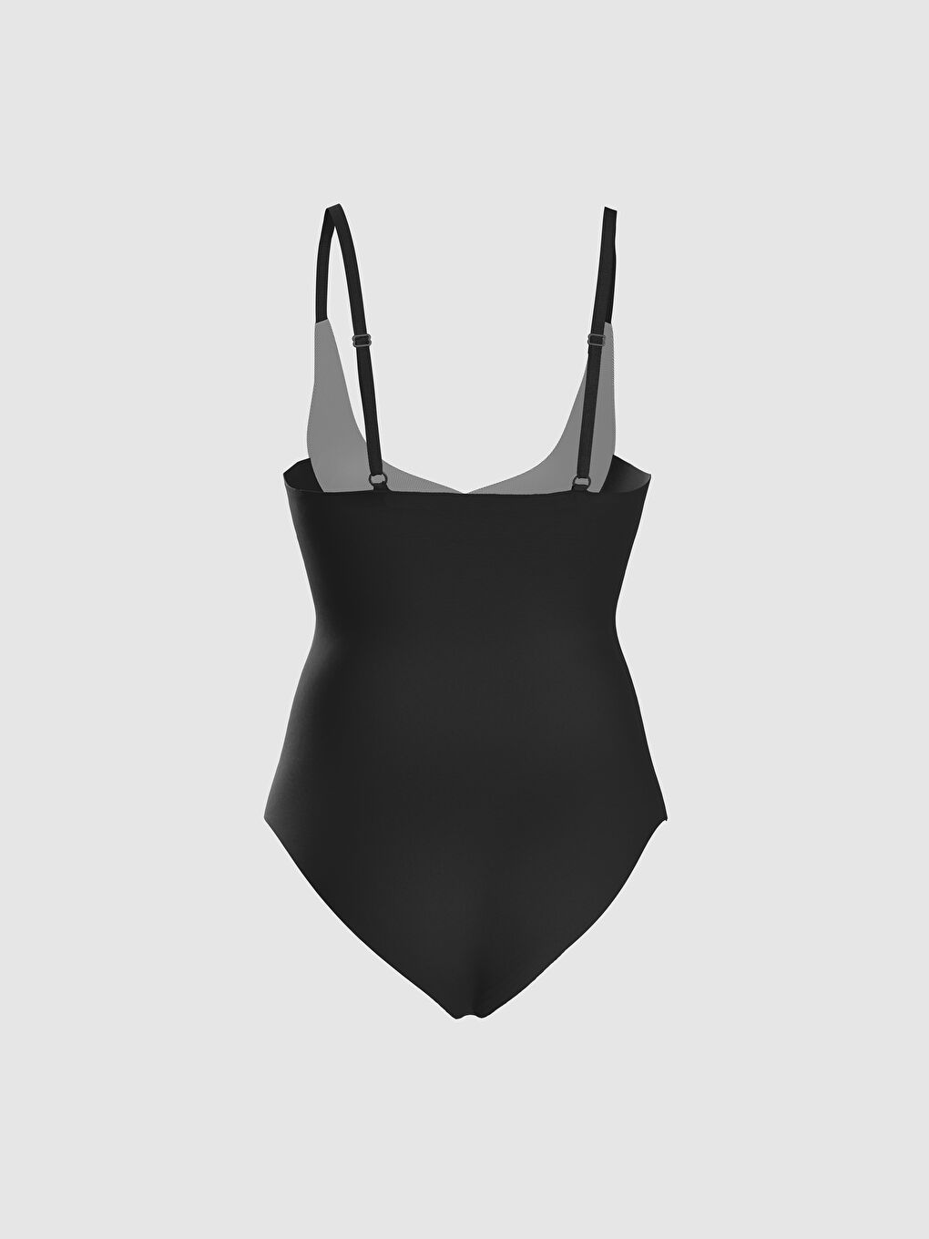 Siyah Düz Askılı Kadın Bodysuit Korse-3