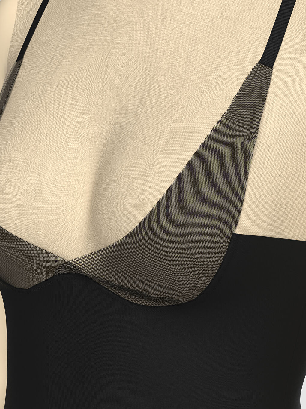 Siyah Düz Askılı Kadın Bodysuit Korse-6