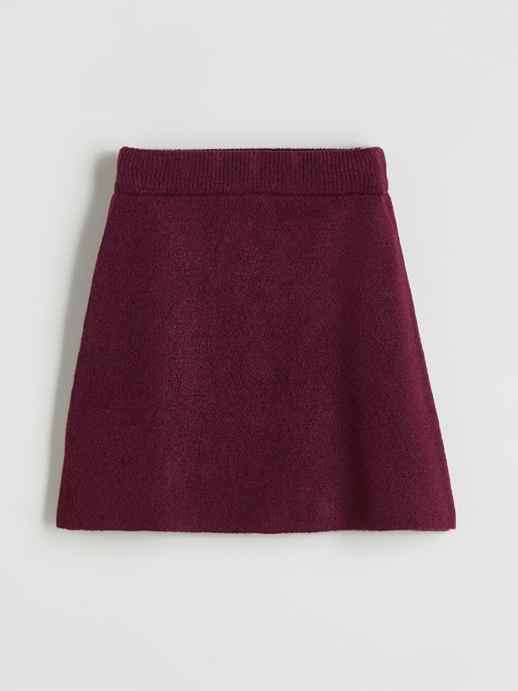 Mürdüm Beli Lastikli Triko Mini Etek-4