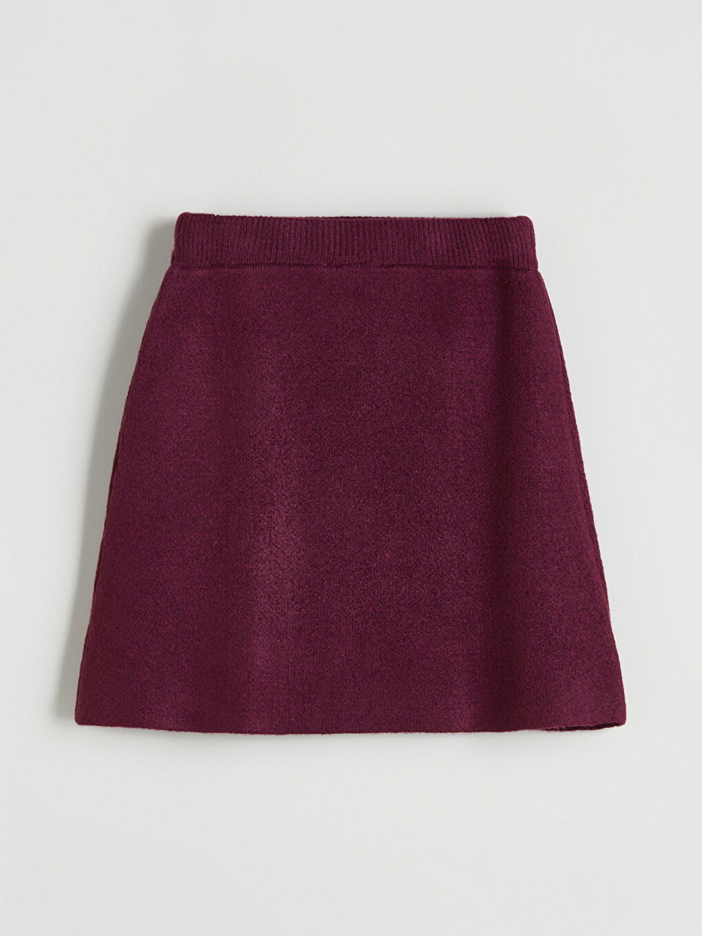 Mürdüm Beli Lastikli Triko Mini Etek-5