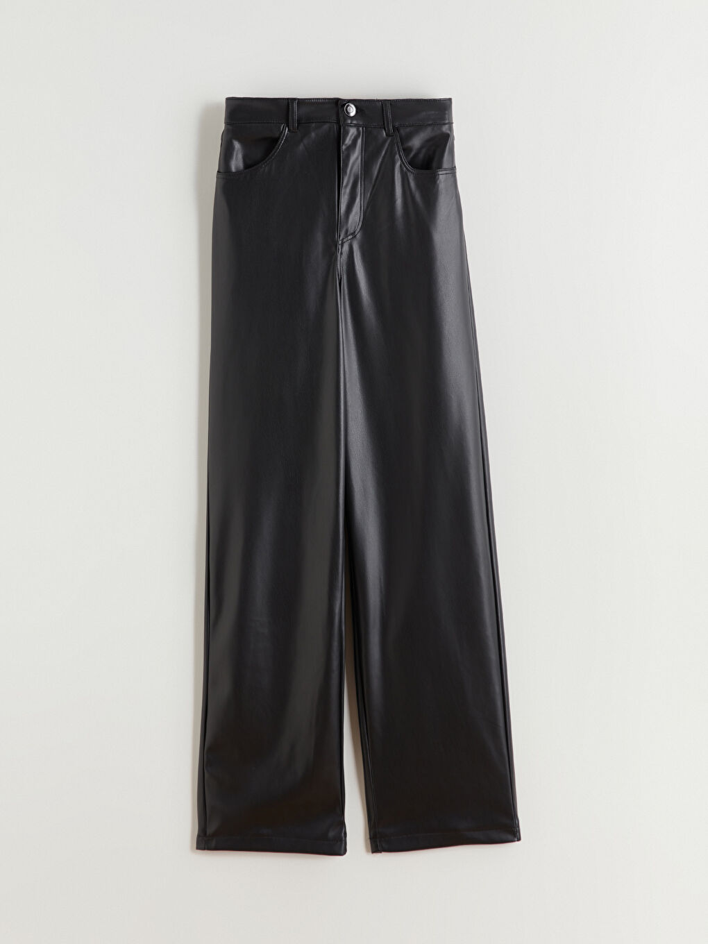 Slim Fit Faux Leather Women's Trousers-4