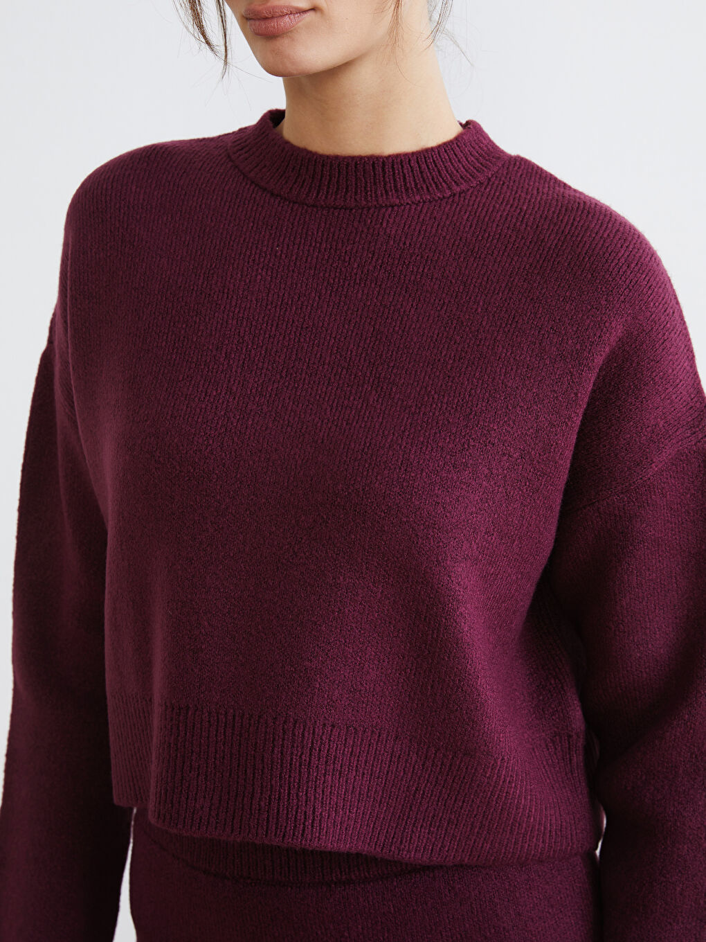 Mürdüm Bisiklet Yaka Oversize Kadın Triko Kazak-2