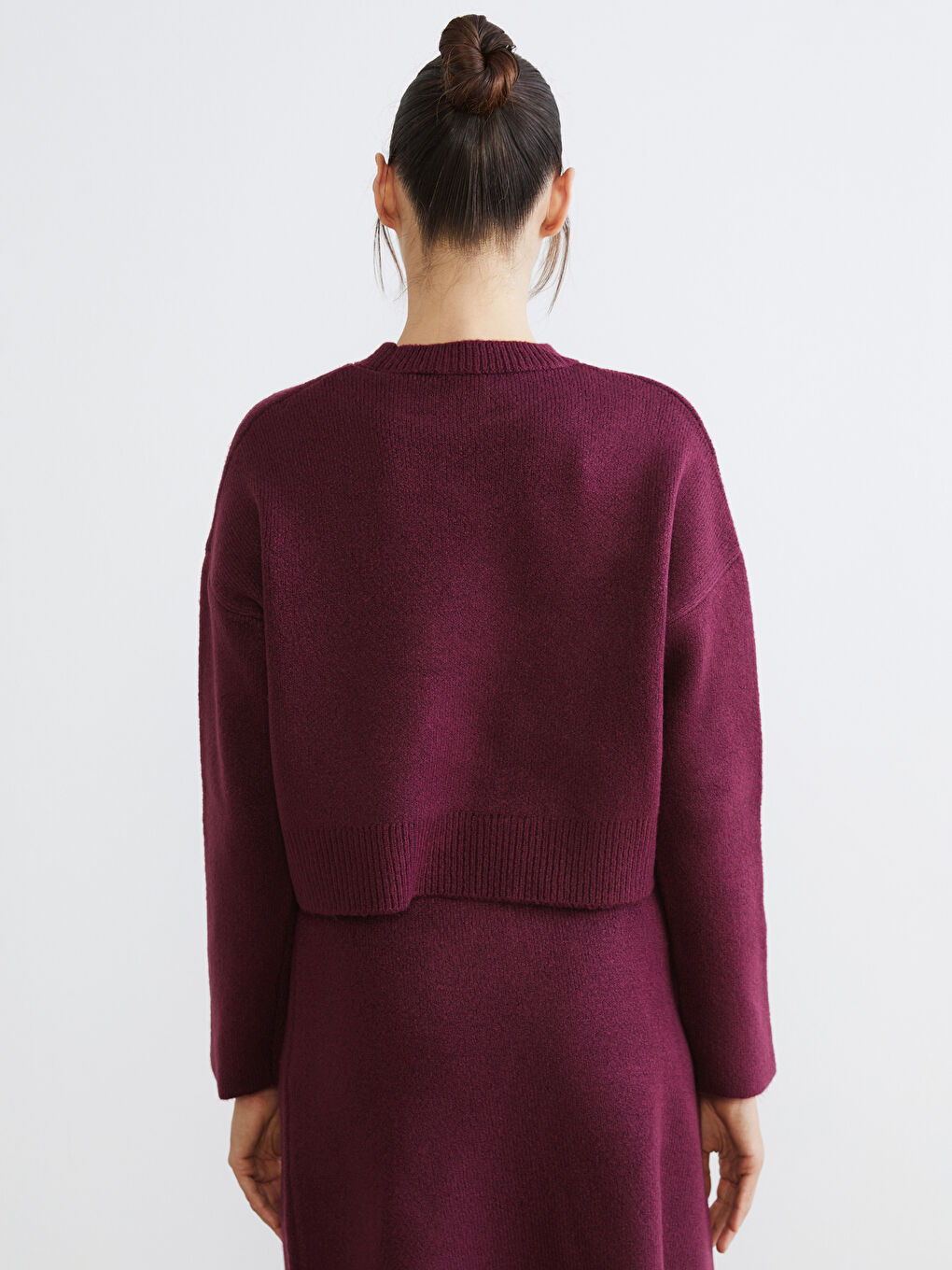 Mürdüm Bisiklet Yaka Oversize Kadın Triko Kazak-3