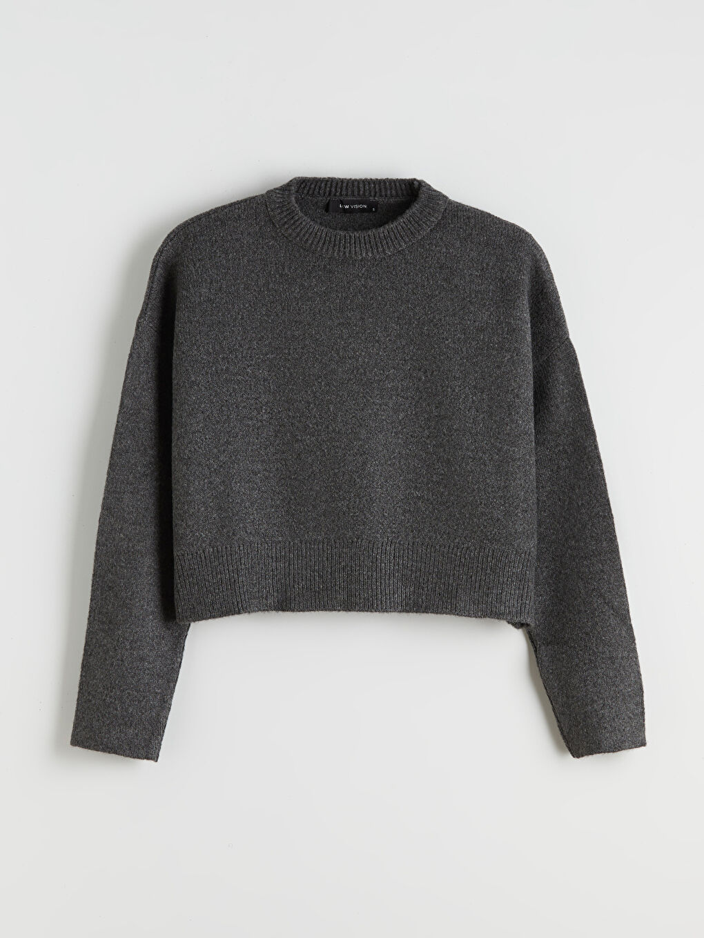 Antrasit Bisiklet Yaka Oversize Kadın Triko Kazak-4