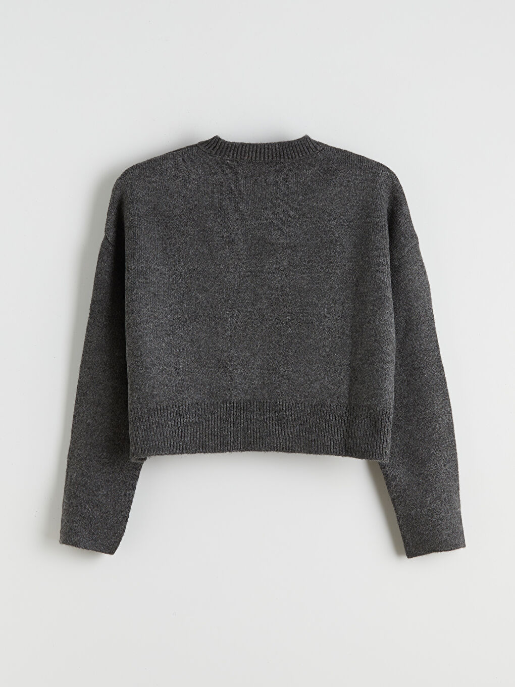 Antrasit Bisiklet Yaka Oversize Kadın Triko Kazak-5