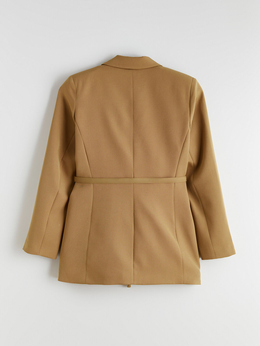 Sarı Beli Kemerli Kadın Blazer Ceket-8