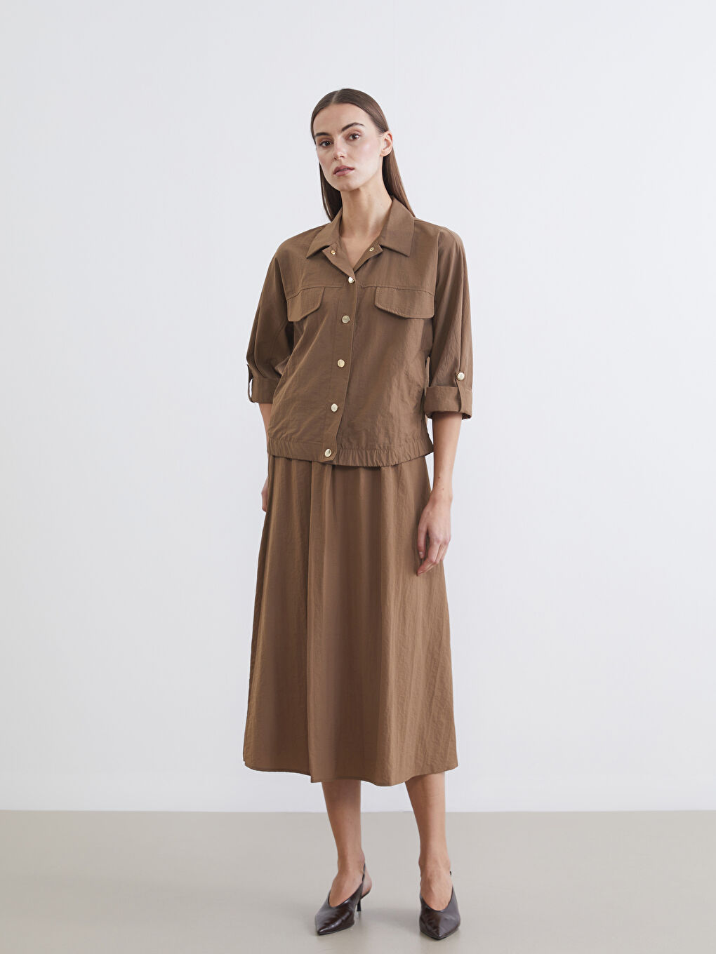 Жена Кафяво Горна част на ризата-2