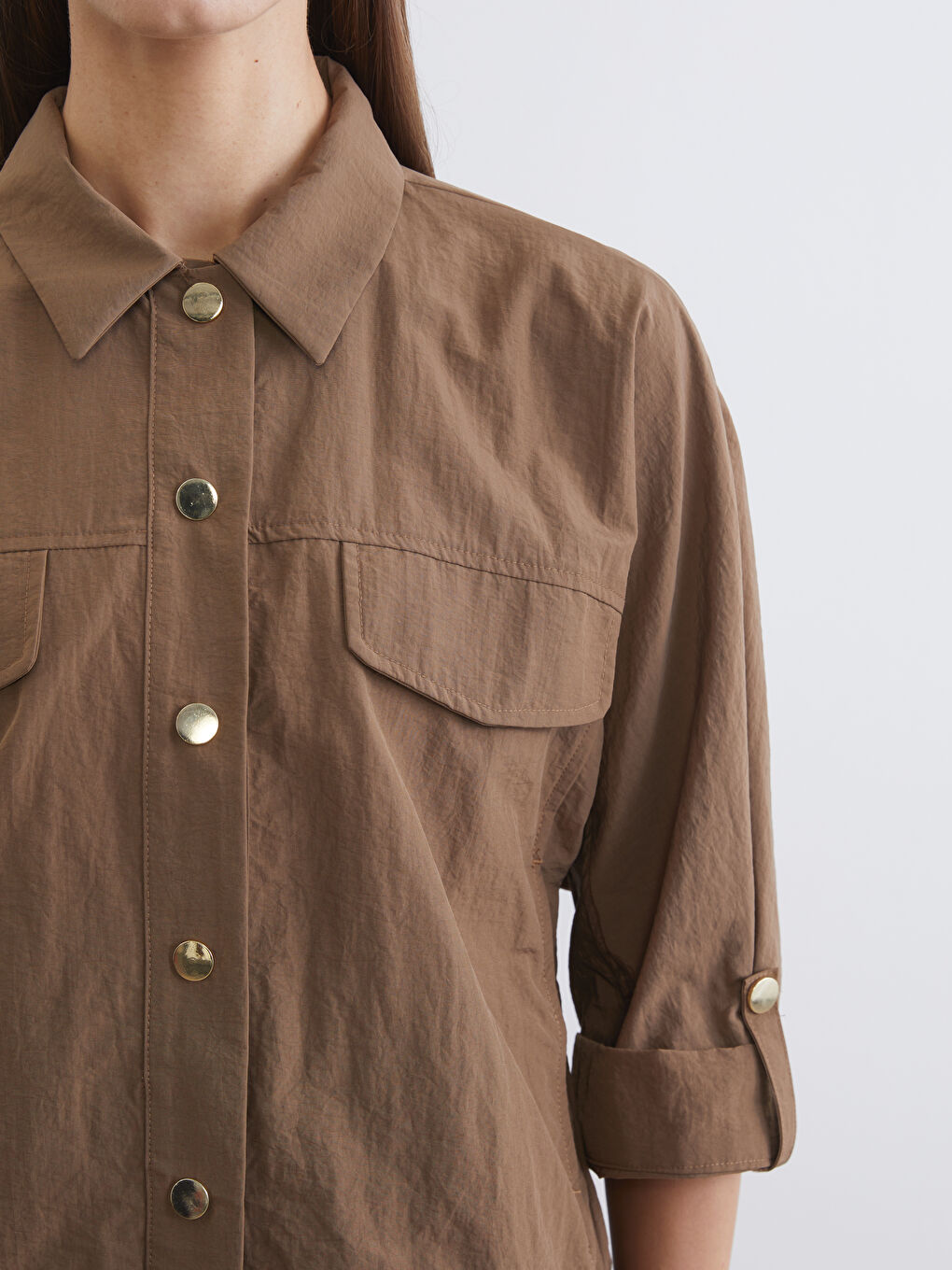 Жена Кафяво Горна част на ризата-4